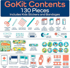 KeepGoing Travel First Aid Kit for Kids – 130 Pc. for Car, Home, Purse, Diaper Bag & Backpack with Latex-Free Bandages - Mini First Aid Kit Travel Size TSA-Approved