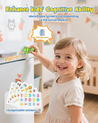 Dinosaur Talking Pen with Phonics Cards, Montessori Toys for Toddlers, Autism Sensory Interactive Toys, Educational Birthday ABC 123 Learning Set, 73PCS Flash Cards & 6 Stickers