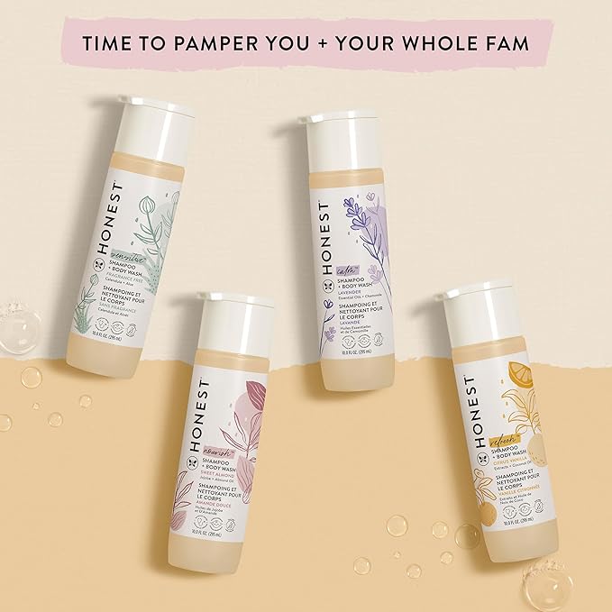 The Honest Company 2-in-1 Cleansing Shampoo and Body Wash Face Lotion Bundle Gentle for Baby Naturally Derived Citrus Vanilla Refresh 18.5 fl oz