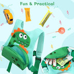 Dr.meter 3 in 1 Toddler Harness Leash + 8.2ft Anti Lost Wrist Link, Cute Dinosaur Kids Safety Harness Tether with Key Lock, Child Protective Leashes While Walking for Outdoor Activity Keep Kids Close