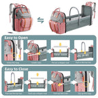 Diaper Bag Backpack with Changing Station, Large Diaper Bag, Baby Bag, Multifunctional Diaper Bag, Pinkgray