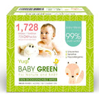 Yugi Green Baby Wipes – Unscented, Compostable, Biodegradable, Plant-Based, Fragrance-Free, for Sensitive Skin & Babies – 24 Packs of 72 (1728Count)