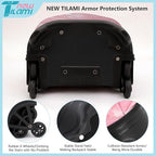 NEW TILAMI 18 inch Rolling Backpack for Girls – Waterproof, Large Capacity, Stair-Climbing Design, Adjustable Handle, Great for School, Pink Sunset