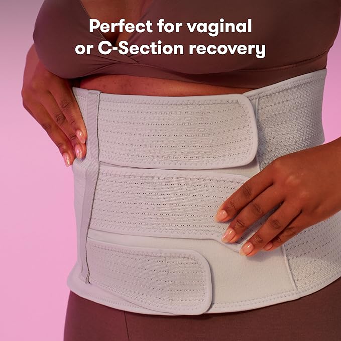 Frida Mom Belly Binder, Postpartum Essentials for Natural and C-Section Recovery, Adjustable Compression Wrap, After Birth Brace, Abdominal Band, 9" High
