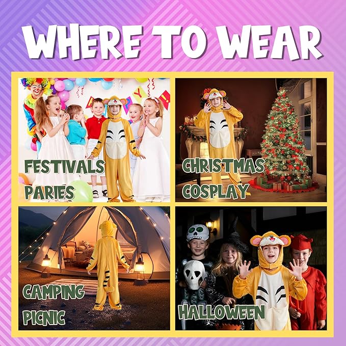 MICHLEY Adorable Animals Cosplay Costume for Kids 3-12Years Soft Breathable & Skin Friendly Halloween Birthday Party