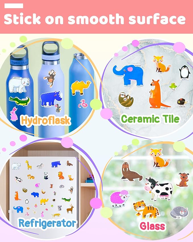 Benresive Reusable Sticker Books for Kids 2-4, Sticker Books for Toddlers 1-3 2-4, Toddler Travel Toys Activities Crafts Gifts - Animal