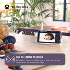 Motorola Nursery PIP1610 HD Connect Baby Monitor Camera, 5", WiFi, Wall Mount, 1080p, 1000ft Range, 2-Way Audio, Pan/Tilt/Zoom, Room Temp, Lullabies (Renewed)