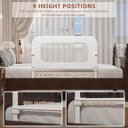 Bed Rail for Toddlers, Baby Bed Rail Guard for Kids, Toddler Bed Rails with Reinforced Anchor Fit, Height Adjustable & Foldable Bed Rail Guard for Twin, Full, Queen & King Beds (White, 32IN)