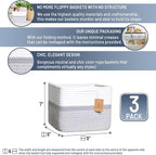 NaturalCozy Storage Cubes 9”x9”x7”Cotton Rope Woven Baskets for Organizing 3-Pack | 9 Inch Cube Storage Bin | Small Basket for Shelf Nursery, Pantry, Decorative Plant, Bathroom Closet, Toy Gift