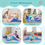 Lischwert Foam Climbing Blocks for Toddlers, Toddler Climbing Toys Indoor with Slide Stairs and Ramp Soft Play Climbing for Toddlers, 6 Pieces