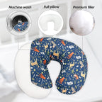 LAT Nursing Pillow for Breastfeeding,100% Cotton Removable Cover,Ergonomic Breast Feeding Pillows for Mom and Baby,Machine Washable(Blue Zoo)