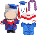 Clothes for 17cm Doll - Handmade Knitting Wool Graduation Gown, Premium Handcrafted Crochet Complete Dolls Clothes Outfit with Accessories (No Doll)