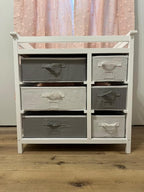 Glaf Baby Changing Table Dresser with 6 Storage Drawers and Pad, Diaper Changing Station Multifunctional Nursery Changing Table for Newborn Baby and Infant(White)