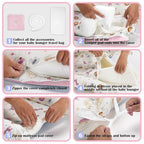 Baby Lounger for Tummy Time Portable,Baby Play mat with Strap,Newborn Lounger Inner Zipper for Boys Girls 0-24 Months,Animal World Pink