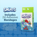 BioSwiss Bandages, The Smurfs in 3D Shaped Self Adhesive Bandage, Latex Free Sterile Wound Care, Fun First Aid Kit Supplies for Kids and Adults, 24 Count Box