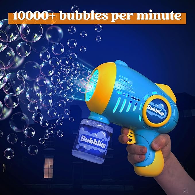 JOYIN 2 Kids Bubble Guns with 4 Bottles Solution, Automatic Bubble Machine Gun with 8 Holes for Kids, Adults, Summer Toys, Easter Basket Stuffers, Birthday Gift, Party Favors