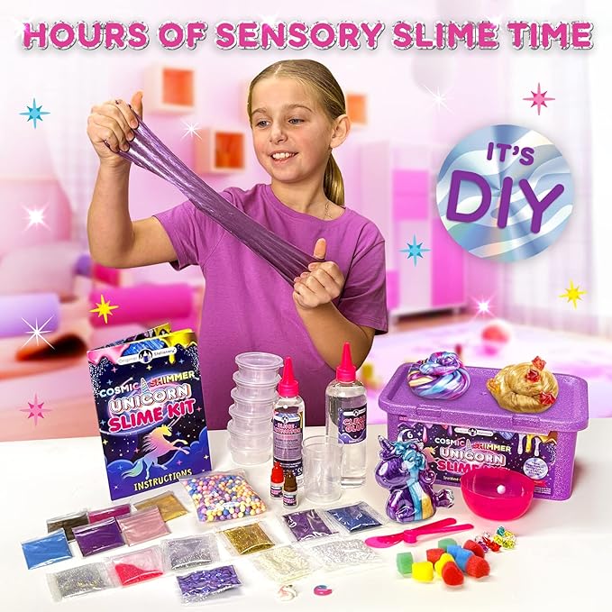 Original Stationery Cosmic Shimmer Unicorn Slime Kit – Creative Crafting Set for Making Enchanting Toys with Galaxy Glitter and Rainbow Hues