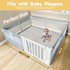 71" ×59" Padded Baby Play Mat for Floor, 1.2" Thick Memory Foam Mat with Machine Washable Cover, Soft Tummy Time Crawling Playmat with Non-Slip Bottom, Fits 71" x59" Playpens