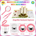 INNOCHEER Kids Explorer Kit & Bug Catcher Kit & Safari Costume Kit, Outdoor Exploration Set with Hat, Vest, Butterfly Net and Bugs Book for Boys Girls 3-12 Years Old (Camouflage Pink)