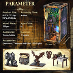 Book Nook Kit, DIY Dollhouse Booknook, Miniature Kit for Bookshelf Insert Decor Crafts for Adults Teen Halloween, 3D Wooden Puzzle with Led Light (Blade and Magic)