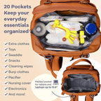 RUVALINO Diaper Bag Backpack-Multifunction Baby Travel Bag with Changing Pad, Insulated Bottle Holders & Pacifier Case, Large Capacity, Waterproof, Maple Orange