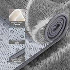 Fluffy Rug for Bedroom, Stripe Checkered Rug Anti-Skid High Pile for Living Room Bedroom Kids Room Nursery, Dorm Home Decor