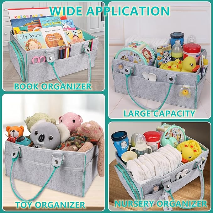 Baby Diaper Caddy Organizer for Boy or Girl Large Nursery Storage Bin Basket Portable Holder Tote Bag for Changing Table and Car Baby Shower Gifts Newborn Essentials Stuff Registry Must Haves Item