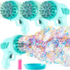 ShinyRelief 4 Pack Wedding Bubble Guns 32 Holes with Light, 4 Bottles Solution, Romantic Bubble Maker for Outdoor Ceremony, Wedding Party Favors, Photo Props, Reception Entertainment (Green)