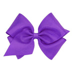 Wee Ones Girls' Plain Wrap Classic Grosgrain Hair Bows on a WeeStay No-Slip Hair Clip, Handmade, Mini King, Delphinium