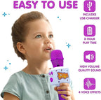 Move2Play, Kids Karaoke Microphone | Includes Bluetooth & Pre-Loaded Songs | Birthday Girls Present for All Ages, 2, 3, 4, 5+ Year Old Girls, Boys & Toddlers (Purple)