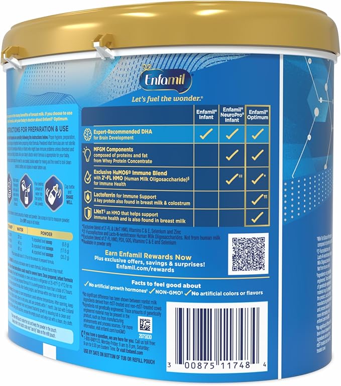 Enfamil Enspire Baby Formula, with Lactoferrin Found in Colostrum and Breast Milk, DHA for Brain Support, Powder, 20.5 Oz Reusable Tub