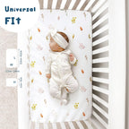 Stretchy Ultra Soft Jersey Knit Pack n Play Sheets Set 2 Pack, Portable/Mini Crib Sheets with Deep Pocket, Universal Fit Playard Pads Safe and Snug, Pretty Rose Flora for Girls, Orange Pink