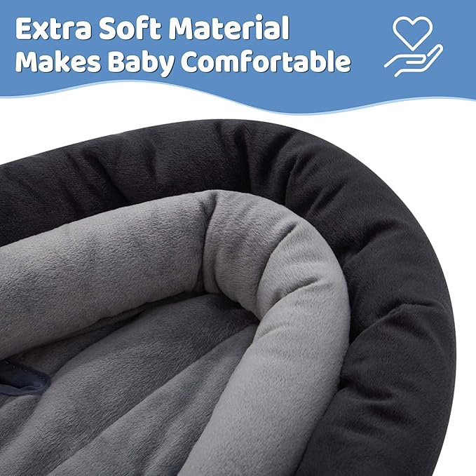 Pro Goleem Breathable 3-in-1 Infant Car Seat Head Support, Soft Infant Car Seat Insert, Carseat Cushion for Toddler, Perfect for Car Seat, Strollers, Swings, Carrier, Bouncer, Black and Grey