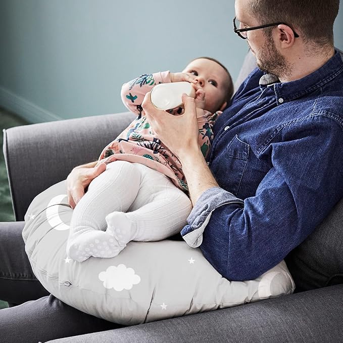 Nursing Pillow, Breast Feeding Pillows for Mom, Soft Cover with Breathable Filling, Ergonomic Breastfeeding, Bottle Feeding and Bonding, Multifunctional Support Cushion for Travel (Star)
