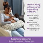 Boppy Nursing Pillow - Ergonomic Bottle & Breastfeeding Pillow, Higher, Firmer & Larger, Water-Repellent with Washable Organic Cotton Cover, Baby Safety Alliance Verified - Green Cut Out Leaves