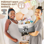 Elephant Diaper Caddy Organizer Cart Storage for Nursery with Handle Baby Shower Basket Gift Baby Bath Caddy for Diapers Wipes Elephant Basket for Nursery(Large)