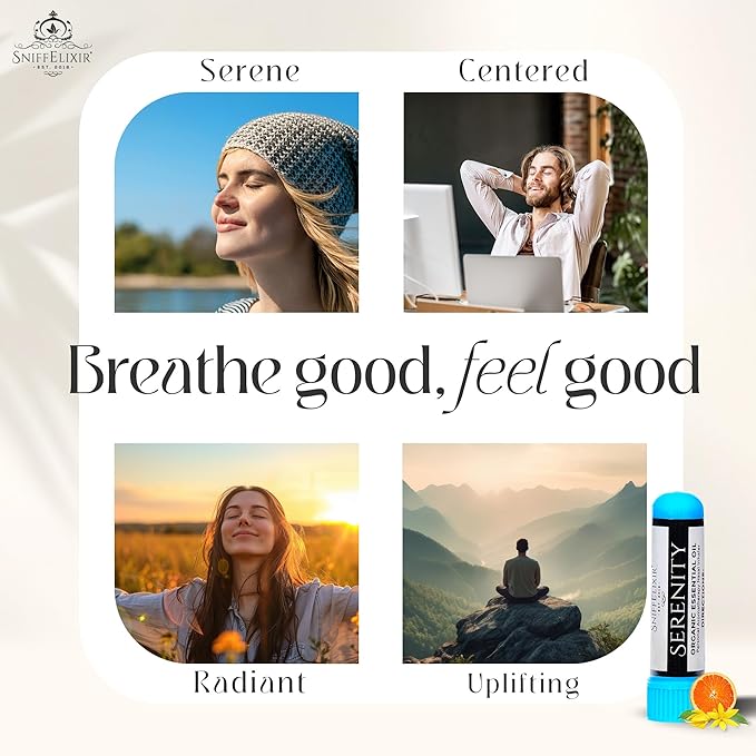 Serenity Nasal Inhaler Stick, Aromatherapy Oils for Calm, Stress Relief, & Mood with Ylang Ylang & Mandarin Essential Oil
