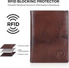 Polare Luxury RFID Blocking Leather Passport Holder Travel Wallet For Men and Women (Coffee with AirTag Slot)