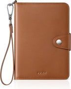 VULKIT Airtag Passport Holder for Travel, RFID Blocking Travel Wallet, Passport Cover for Family with Luggage Tag & Wrist Strap, Holds ID Card, 6+ Cards, Tickets, Cash, Coin, Brown, Family 4 persons