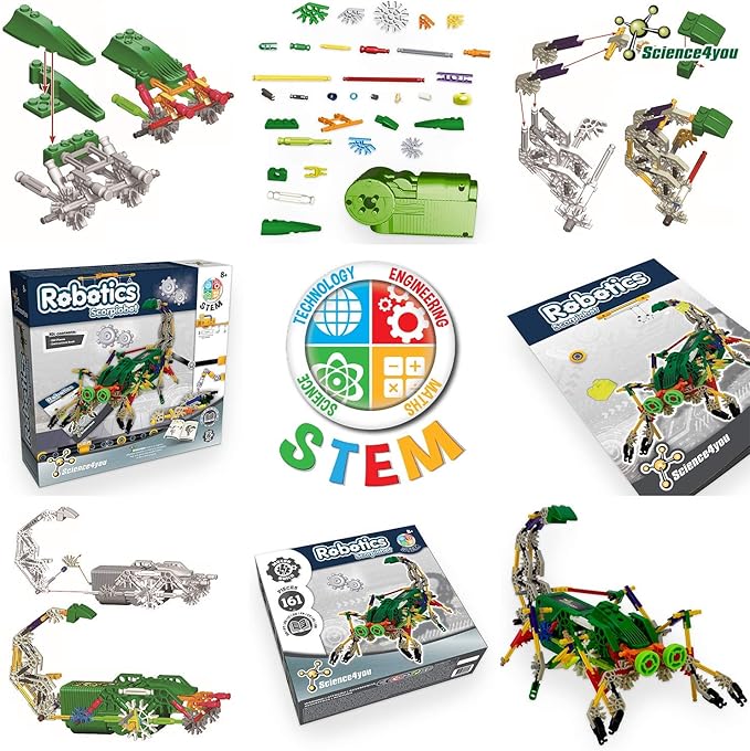 Science4you Scorpiobot Robotics Kit for Kids - Building Robot Toys for Kids 8-12 Year olds,161 Pieces, Stem Building Games, Gift for 8+ Year Olds Boys and Girls