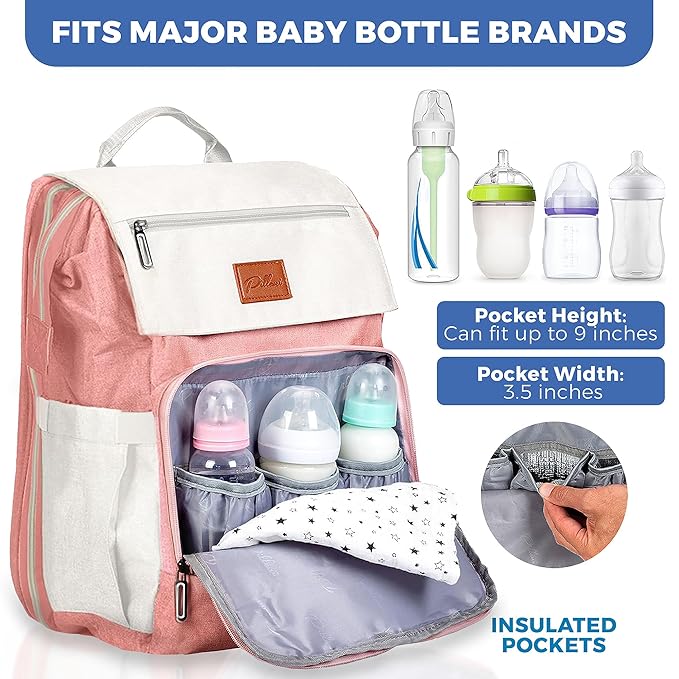 PILLANI Baby Diaper Bag Backpack - Large Bag for Boys & Girls, Waterproof Diaper Backpack - Travel Diaper Bags w/Changing Pad, Baby Registry Search & Shower Gifts - Essentials Must Haves Newborn Stuff