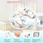 LAT Nursing Pillow for Breastfeeding with Removable Minky Cover,Ergonomic Breast Feeding Pillows for Mom and Baby,Machine Washable(Gray+Elephant)