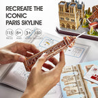 CubicFun 3D Puzzle LED Paris Cityline, 115 Pieces, 1 Count, Ages 8-12, Modern Style, Unisex, Gray, Intermediate Skill, Patience Skill, 15.748 x 4 x 12.87 inches, Assembly & Disassembly, PUZZLES