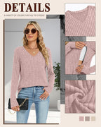 3 Pack Women's Maternity Nursing Tops, V Neck Breastfeeding Sweaters Long Sleeve Hidden Zipper Shirts