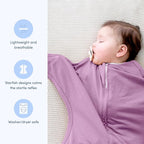 SleepingBaby Zipadee-Zip Transition Swaddle - Cozy Baby Swaddle Blanket with Zipper Convenience - Roomy Wearable Blanket for Easy Diaper Changes - Classic Lavender, Medium (6-12 Month)