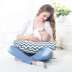 LAT Nursing Pillow for Breastfeeding,100% Cotton Removable Cover,Ergonomic Breast Feeding Pillows for Mom and Baby,Machine Washable(Blue Wave)