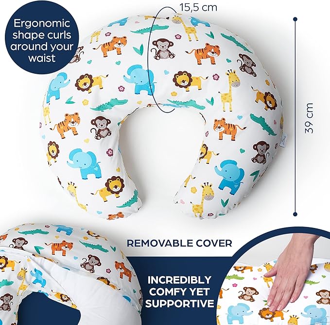Niimo Nursing Pillow - 100% Cotton Breastfeeding Pillow Cover, Ergonomic Nursing Pillows for Breastfeeding, Machine-Washable Baby Pillow, Breastfeeding Pillows & Breastfeeding Essentials