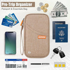 defway Passport Holder Travel Wallet - Family Passport Holder of 4, RFID Blocking Passport Wallet for Men Women, Travel Essentials for Flying (khaki)