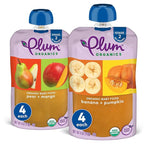 Plum Organics Variety Pack 6+Months - Pear + Mango & Banana + Pumpkin - Organic Fruit and Veggie Baby Food Pouches - 4 oz Pouch (Pack of 8)