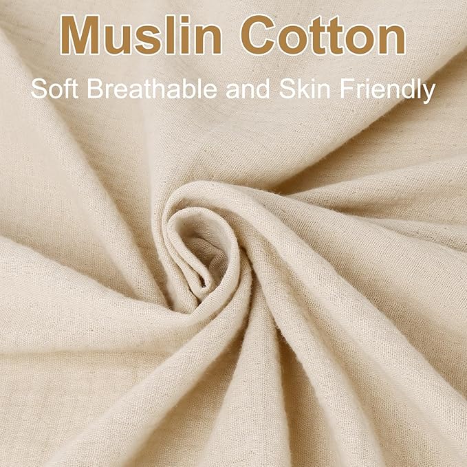 2 Pack Muslin Fitted Crib Sheets for Baby Girls & Boys-Neutral Breathable Crib Mattress Protector for Standard Crib Mattress(28"x 52")-Soft No Slip Cotton Bedding-Taupe Brown & Light Beige